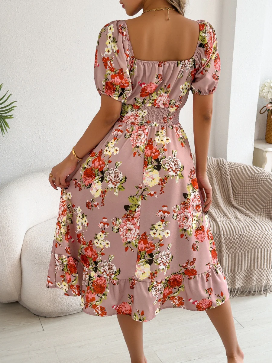 Ruffle Printed Vacation Off-shoulder Mini&Short Dresses - Image 12