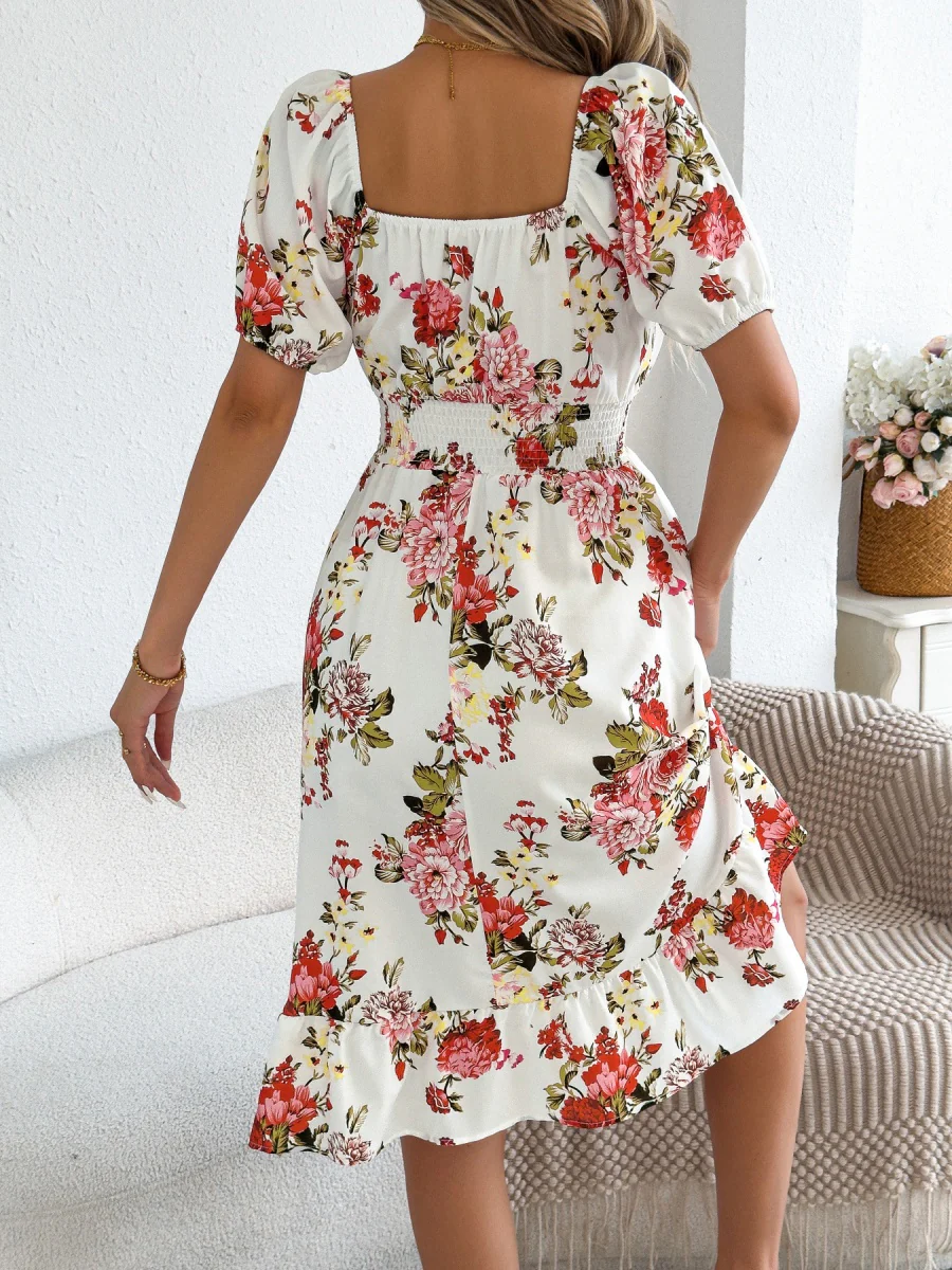 Ruffle Printed Vacation Off-shoulder Mini&Short Dresses - Image 3