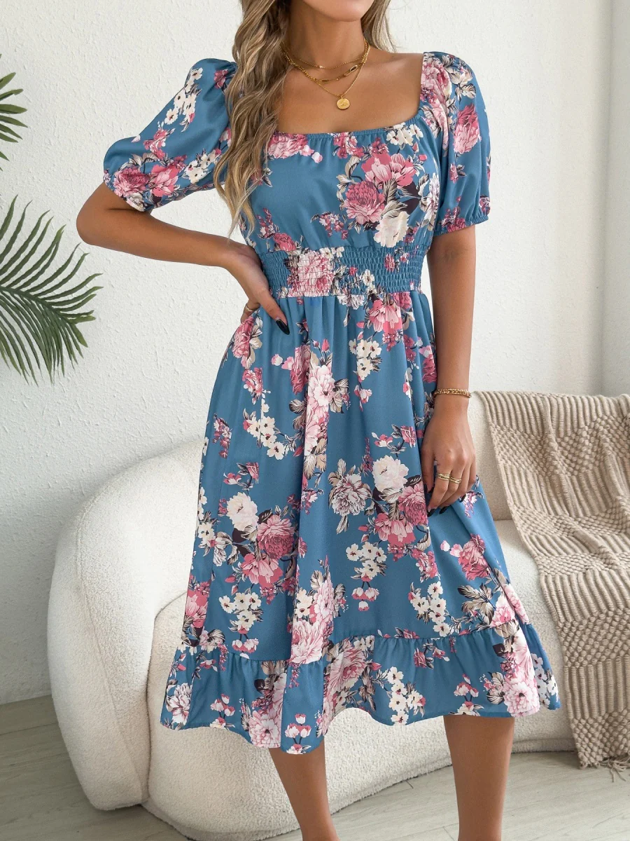 Ruffle Printed Vacation Off-shoulder Mini&Short Dresses - Image 8