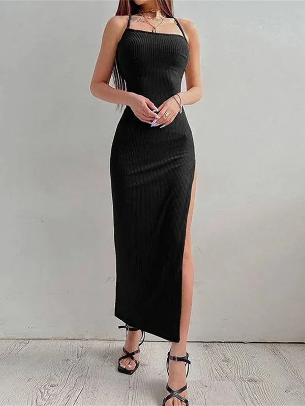 Strappy Backless Bodycon Halter Dress - Image 4