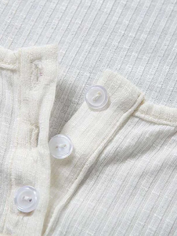 White U-neck Solid Color Sexy Cropped Slim-fit T-shirt - Image 10