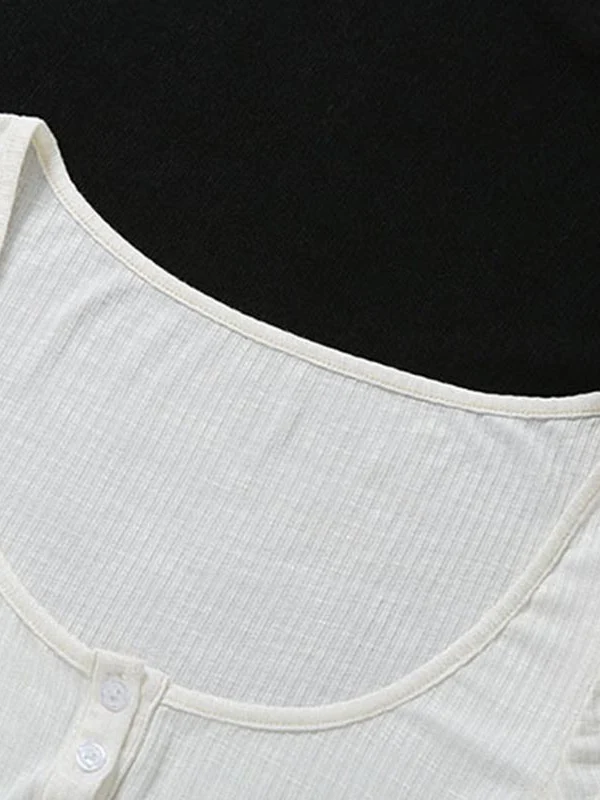 White U-neck Solid Color Sexy Cropped Slim-fit T-shirt - Image 9
