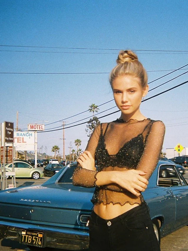 Long-sleeved Sheer Mesh Top - Image 3