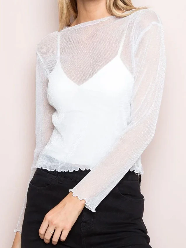 Long-sleeved Sheer Mesh Top - Image 9