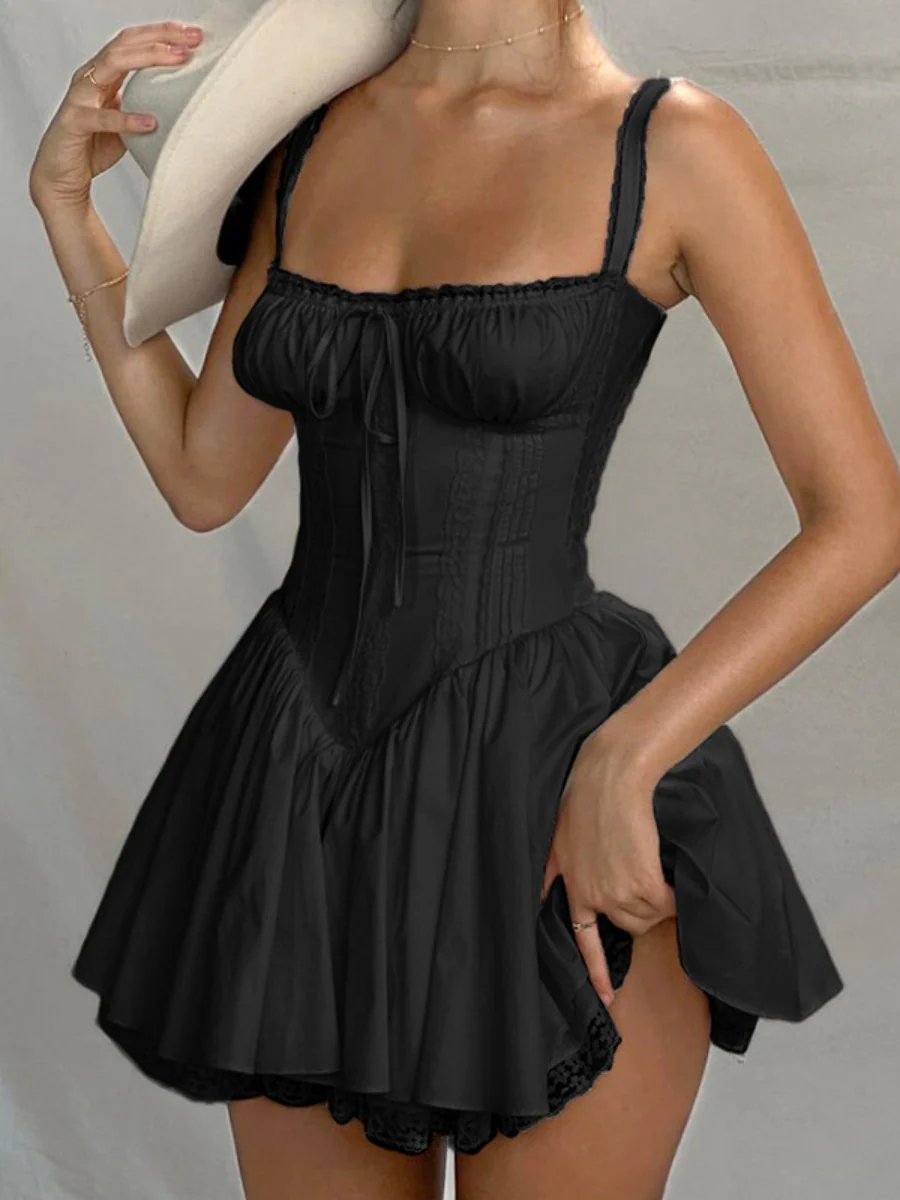 Trim Lace Bandage Big Swing Dating Mini&Short Dresses - Image 12