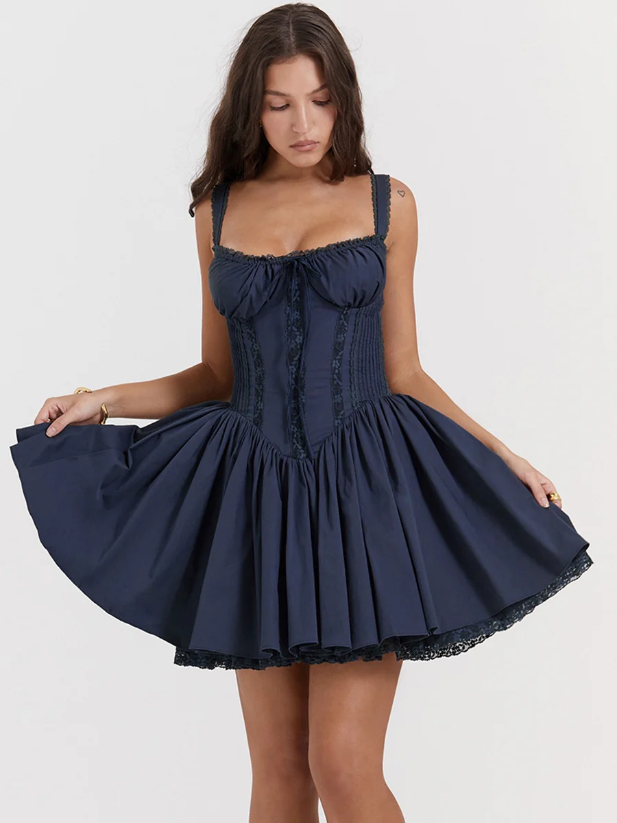 Trim Lace Bandage Big Swing Dating Mini&Short Dresses - Image 14