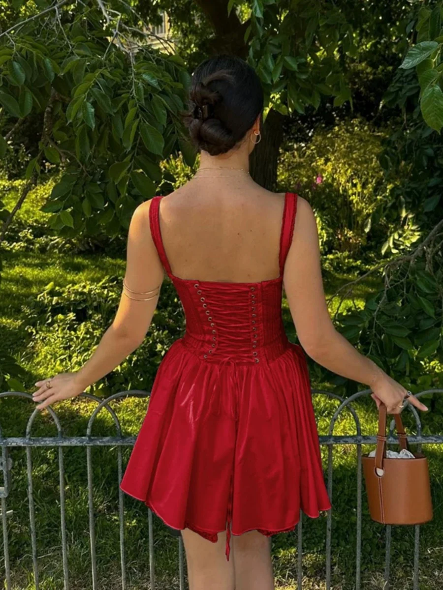 Trim Lace Bandage Big Swing Dating Mini&Short Dresses - Image 2