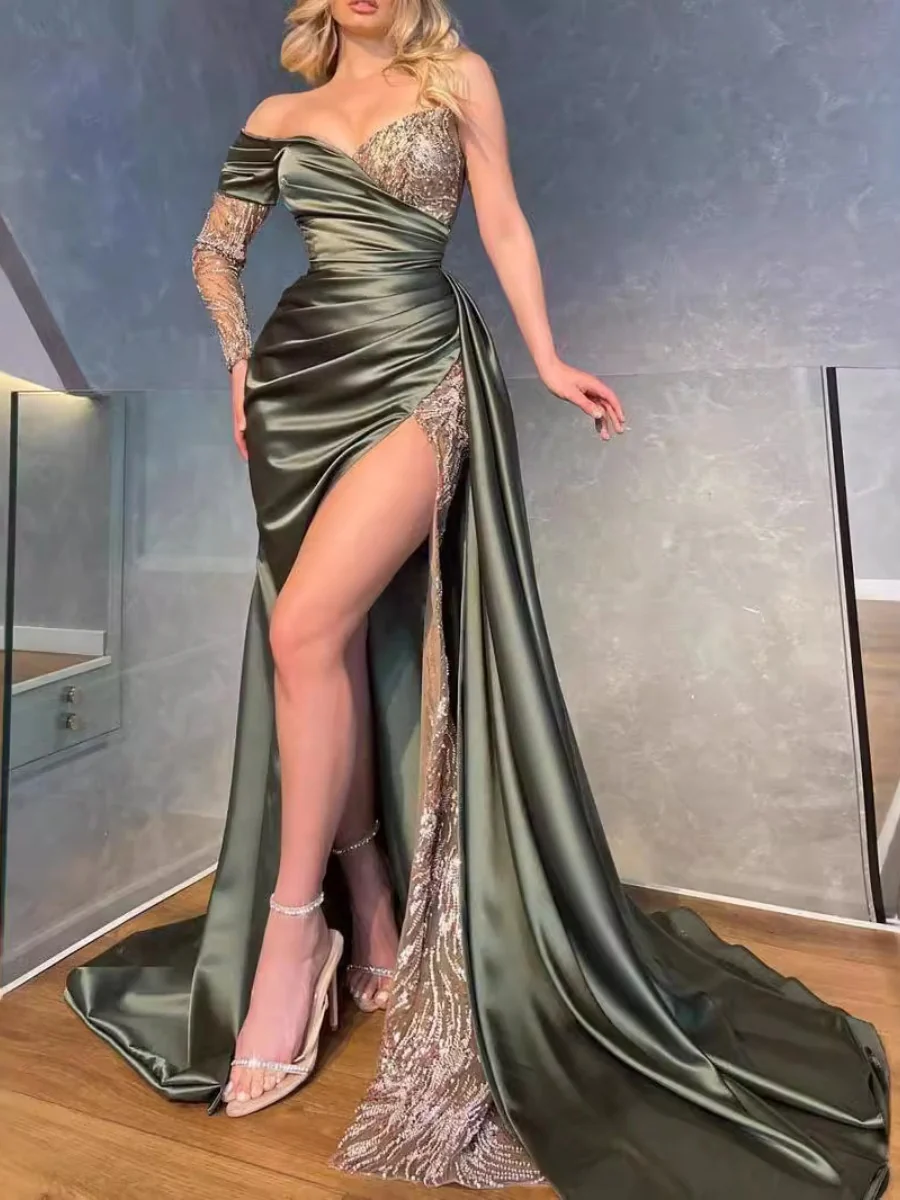 Sequins Slit Formal Dress Maxi Dresses