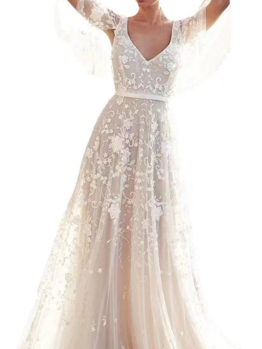 Wedding Dress Applique Formal Dress Maxi Dresses - Image 3