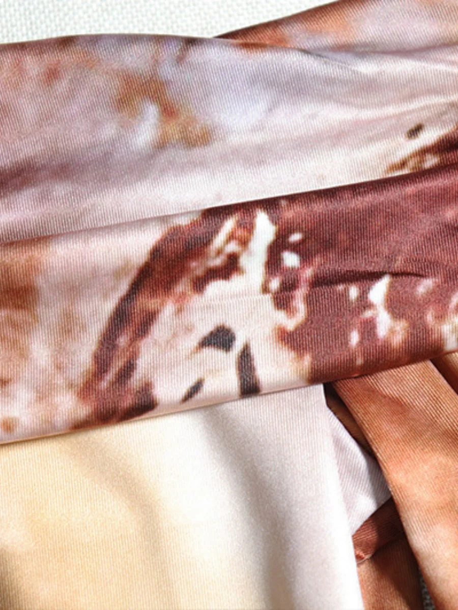 Milk Silk Tie-dye Printed Off Shoulder Slim Fit Hip Maxi Dresses - Image 9