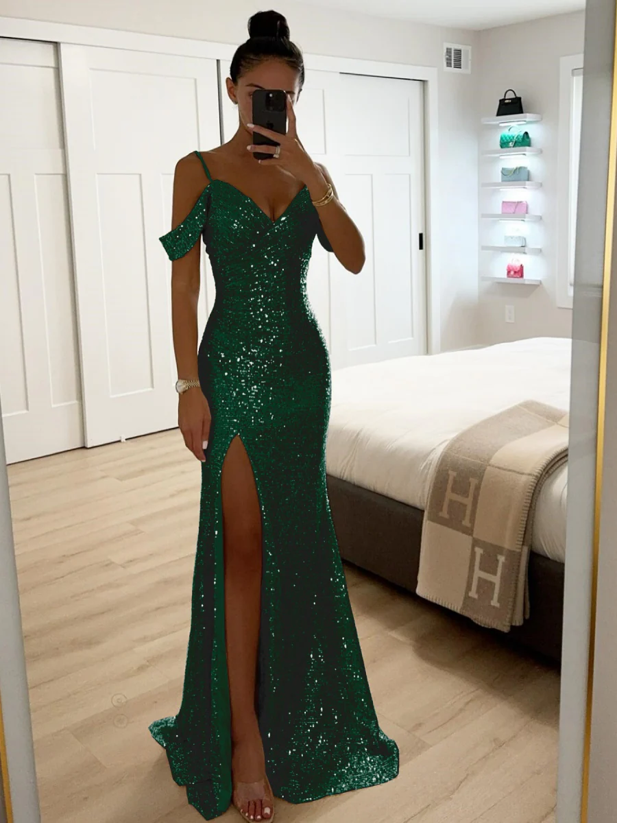 Sequins Slit Formal Dress Maxi Dresses - Image 9