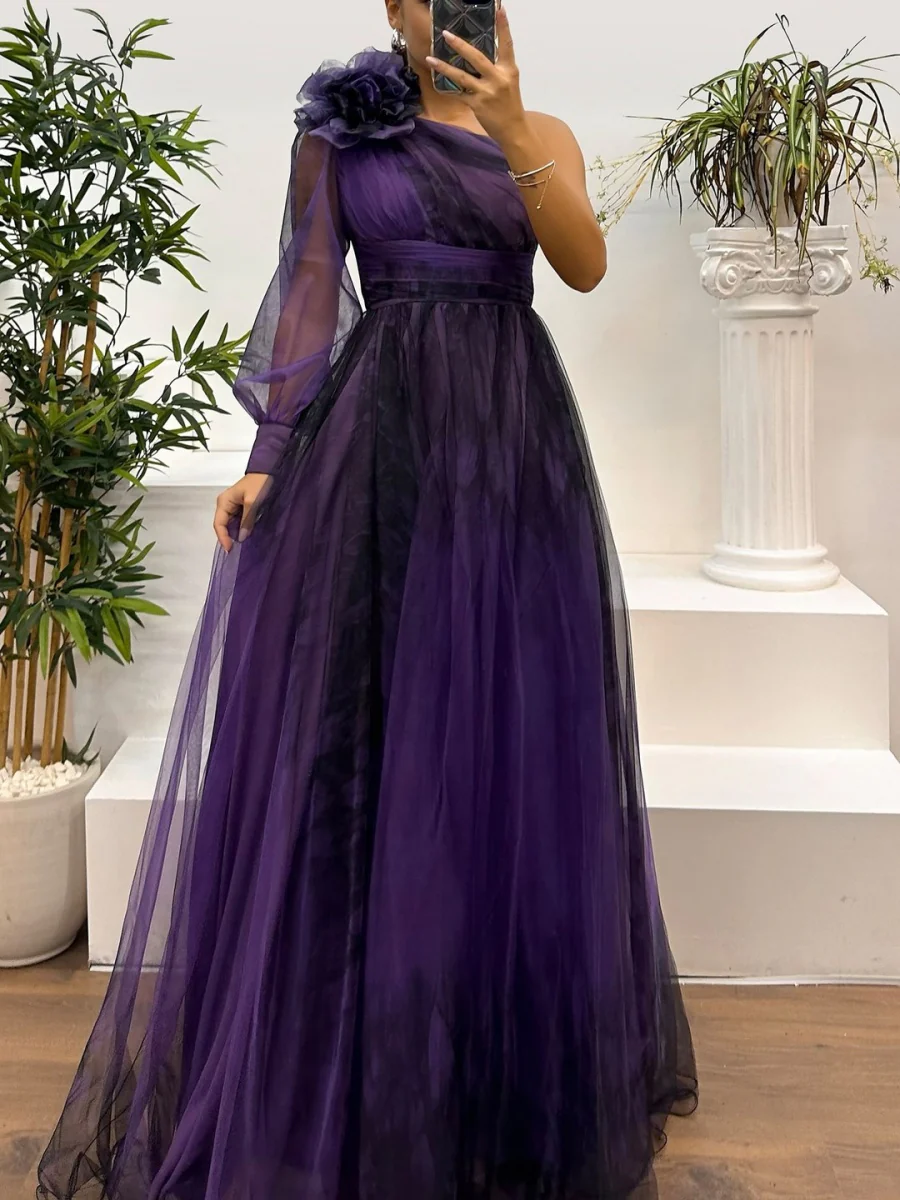 Sloping Shoulders Mesh Printed Reunion Maxi Dresses - Image 17