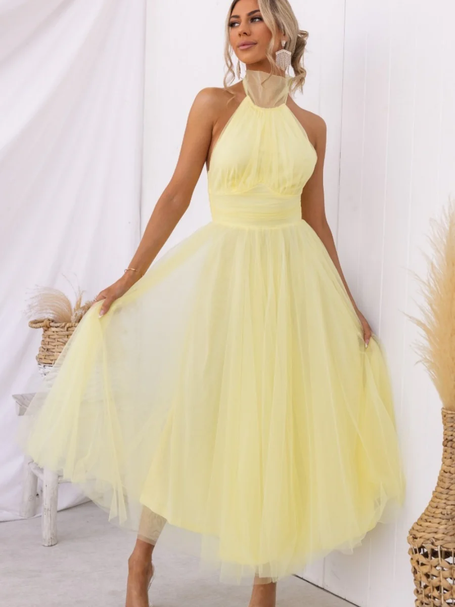 Halter Mesh Formal Dress Maxi Dresses - Image 15