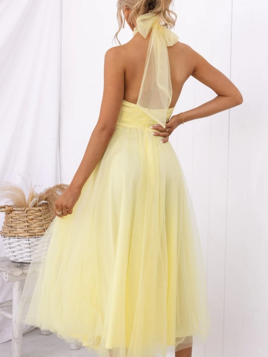 Halter Mesh Formal Dress Maxi Dresses - Image 16