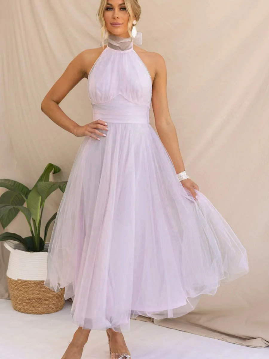 Halter Mesh Formal Dress Maxi Dresses - Image 17