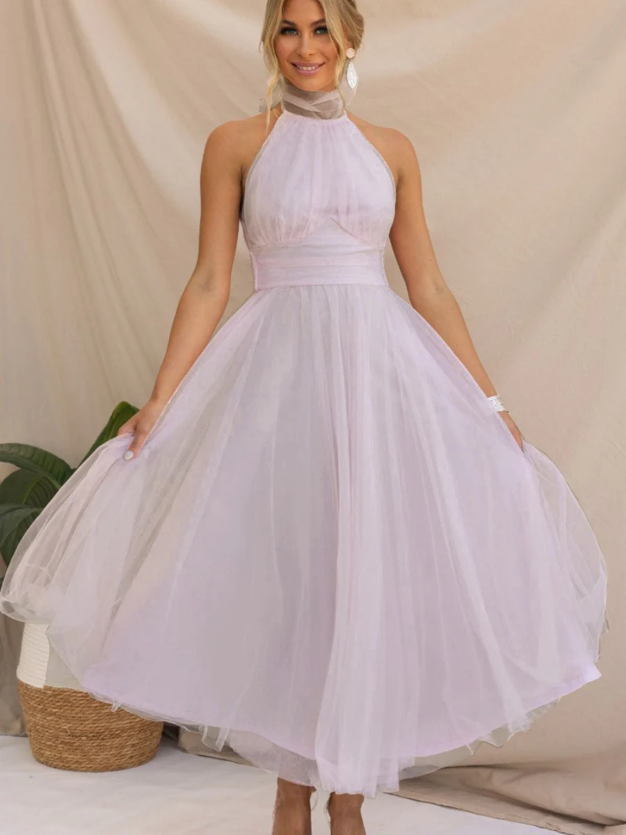 Halter Mesh Formal Dress Maxi Dresses - Image 18