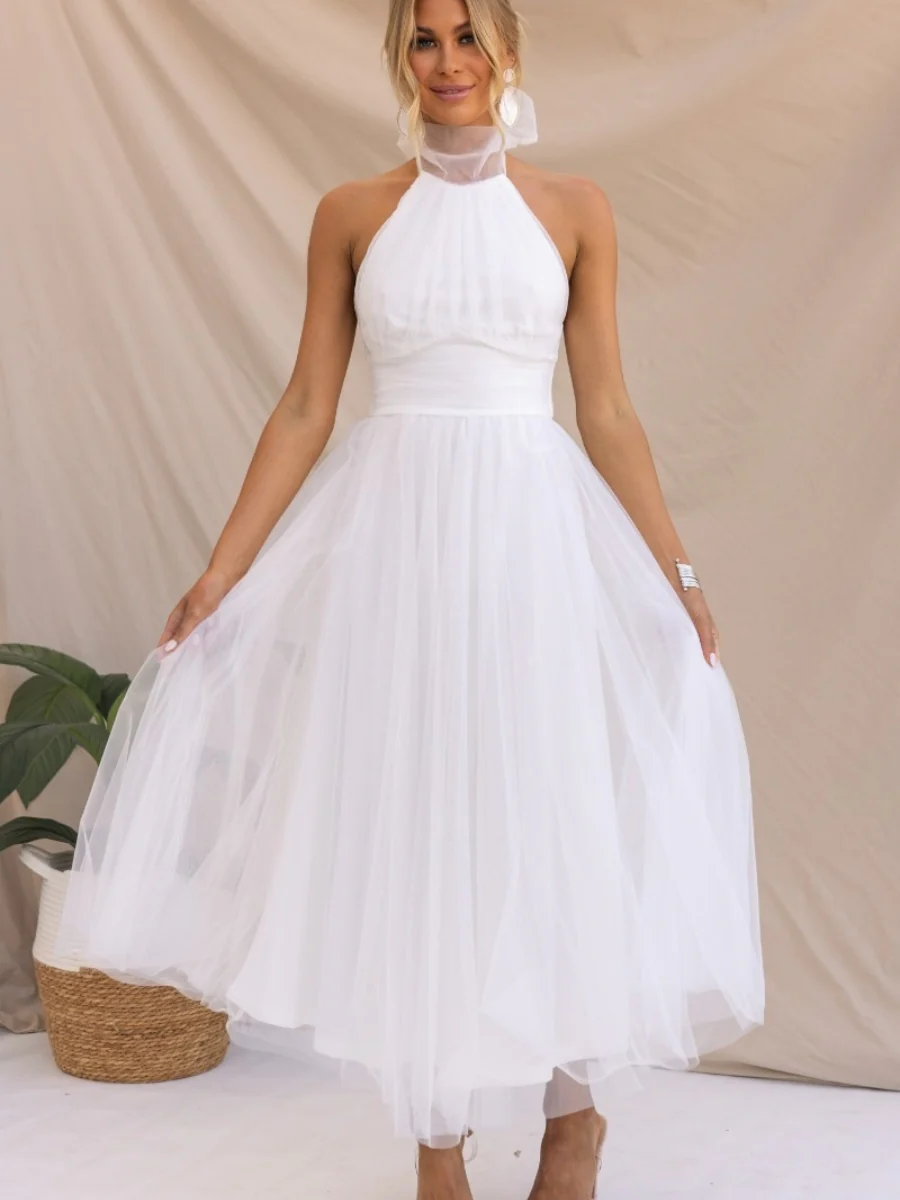 Halter Mesh Formal Dress Maxi Dresses - Image 2