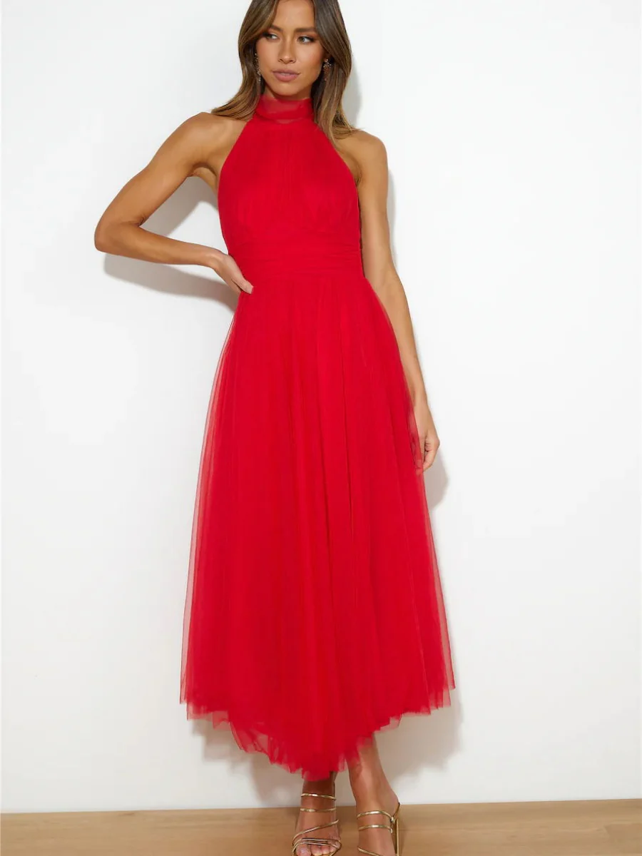 Halter Mesh Formal Dress Maxi Dresses - Image 22
