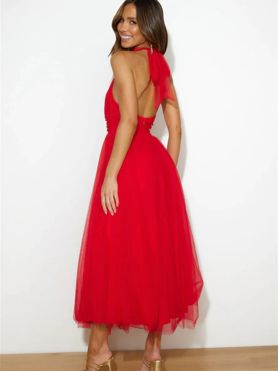 Halter Mesh Formal Dress Maxi Dresses - Image 23