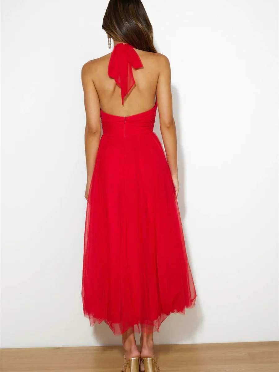Halter Mesh Formal Dress Maxi Dresses - Image 24