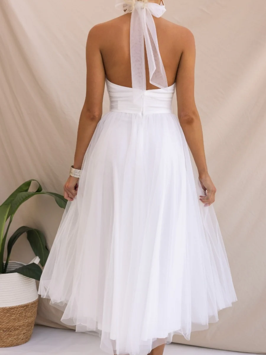 Halter Mesh Formal Dress Maxi Dresses - Image 4