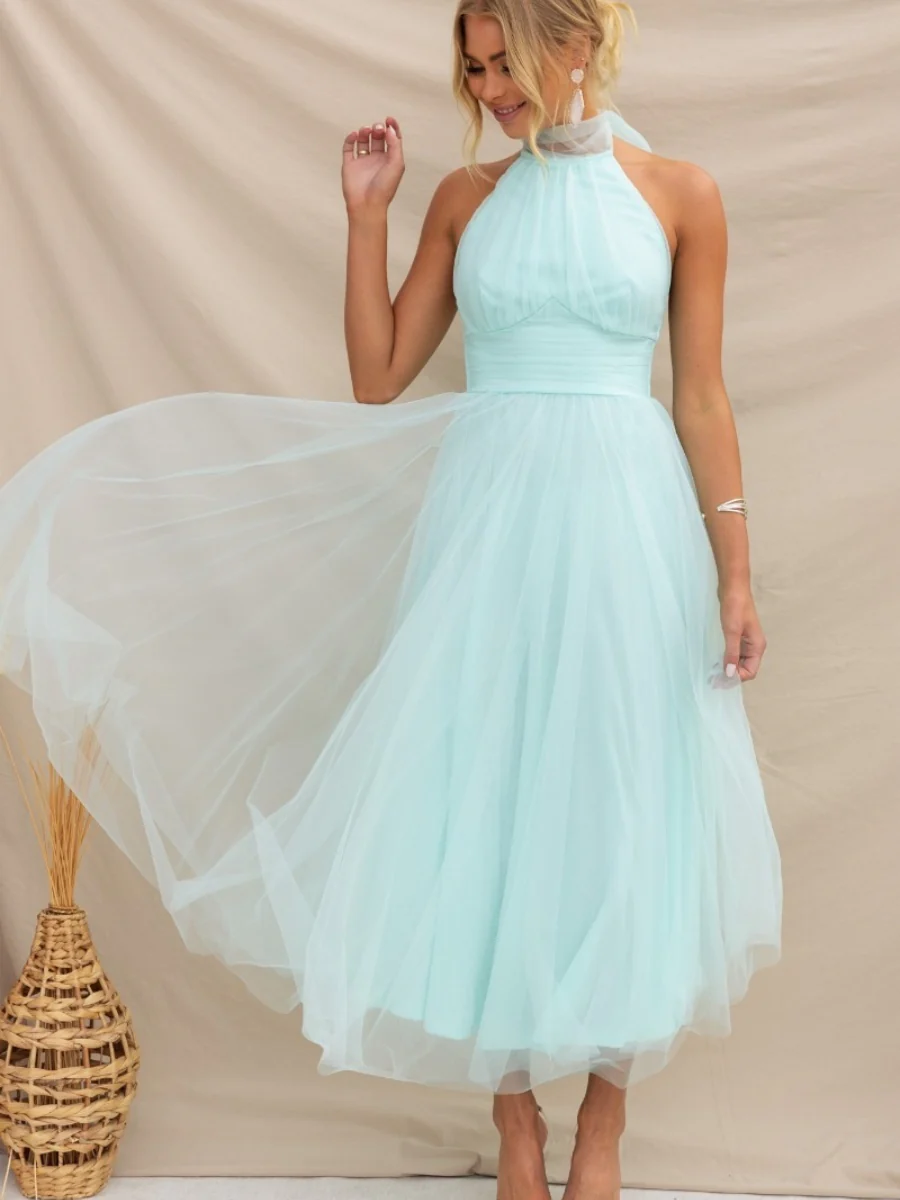 Halter Mesh Formal Dress Maxi Dresses - Image 5