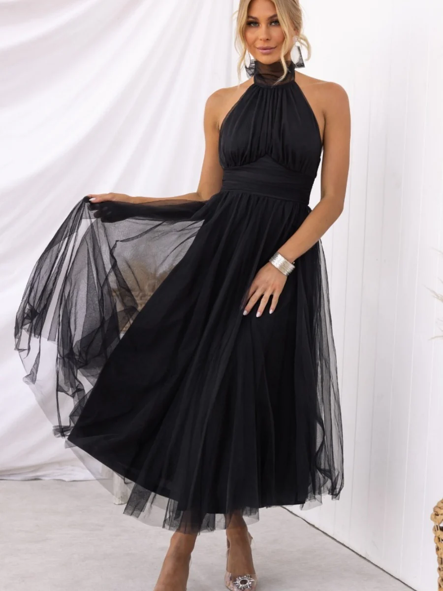 Halter Mesh Formal Dress Maxi Dresses - Image 9