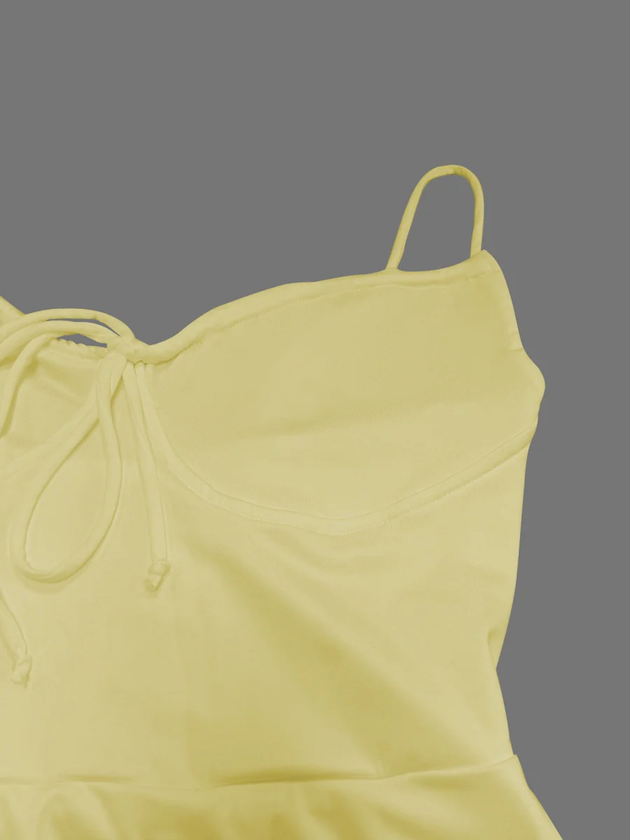 Simple Solid Color Short Dress With Pleats And Multi-layered Ruffles - Image 14