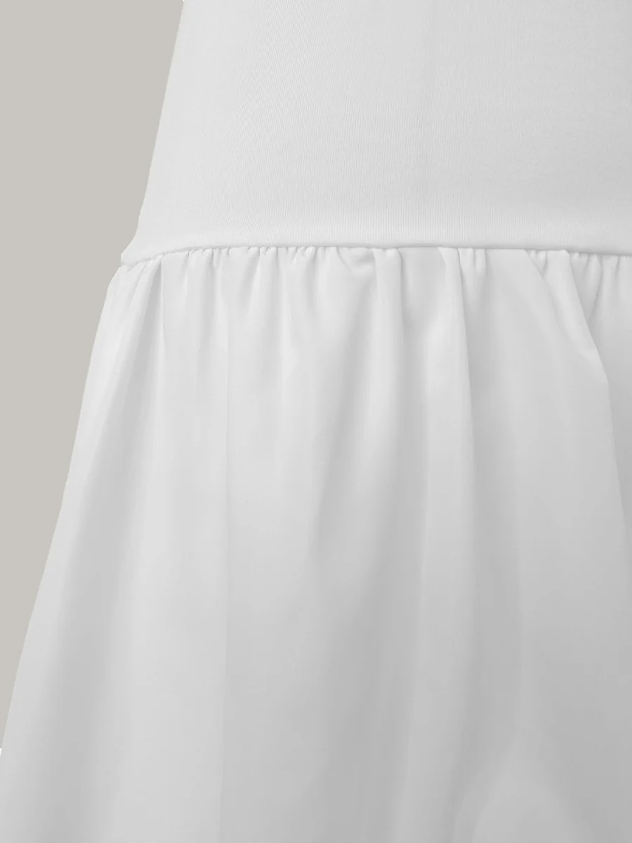 Simple Solid Color Short Dress With Pleats And Multi-layered Ruffles - Image 21
