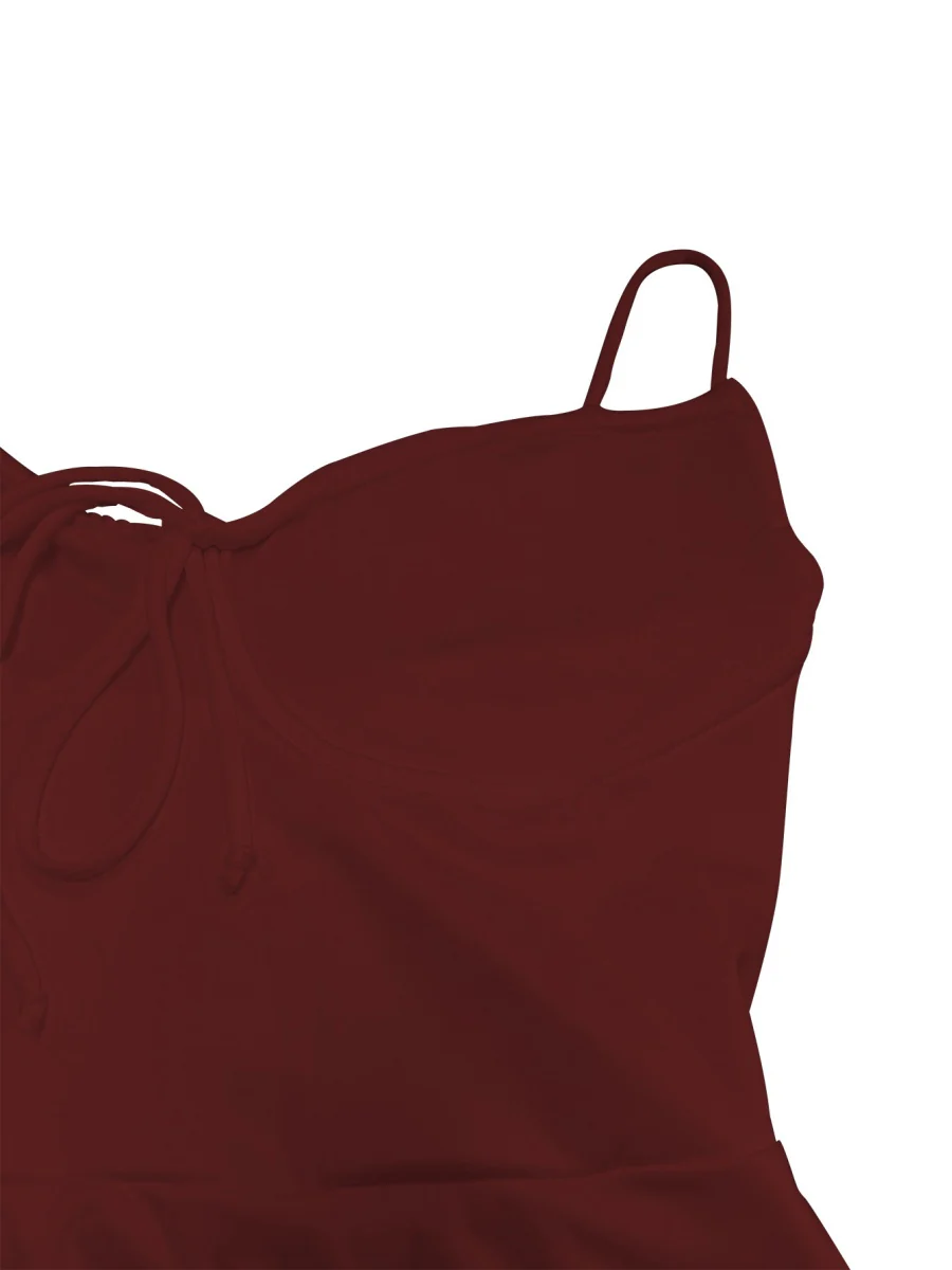 Simple Solid Color Short Dress With Pleats And Multi-layered Ruffles - Image 7