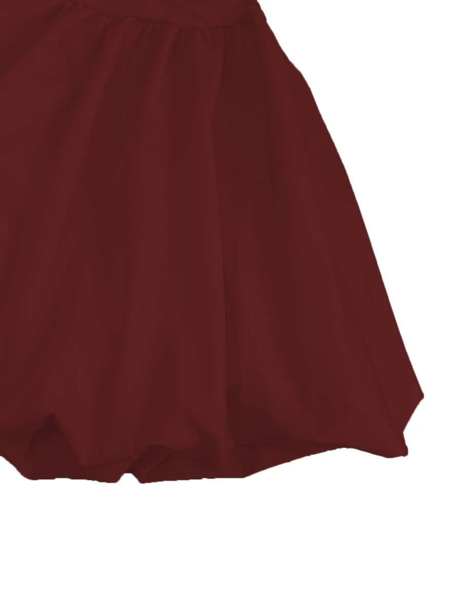 Simple Solid Color Short Dress With Pleats And Multi-layered Ruffles - Image 8