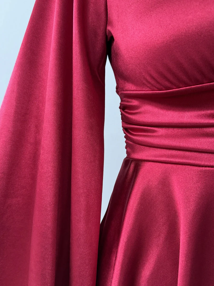V-neck Long Sleeve Flared Sleeves Mini&Short Dresses - Image 15