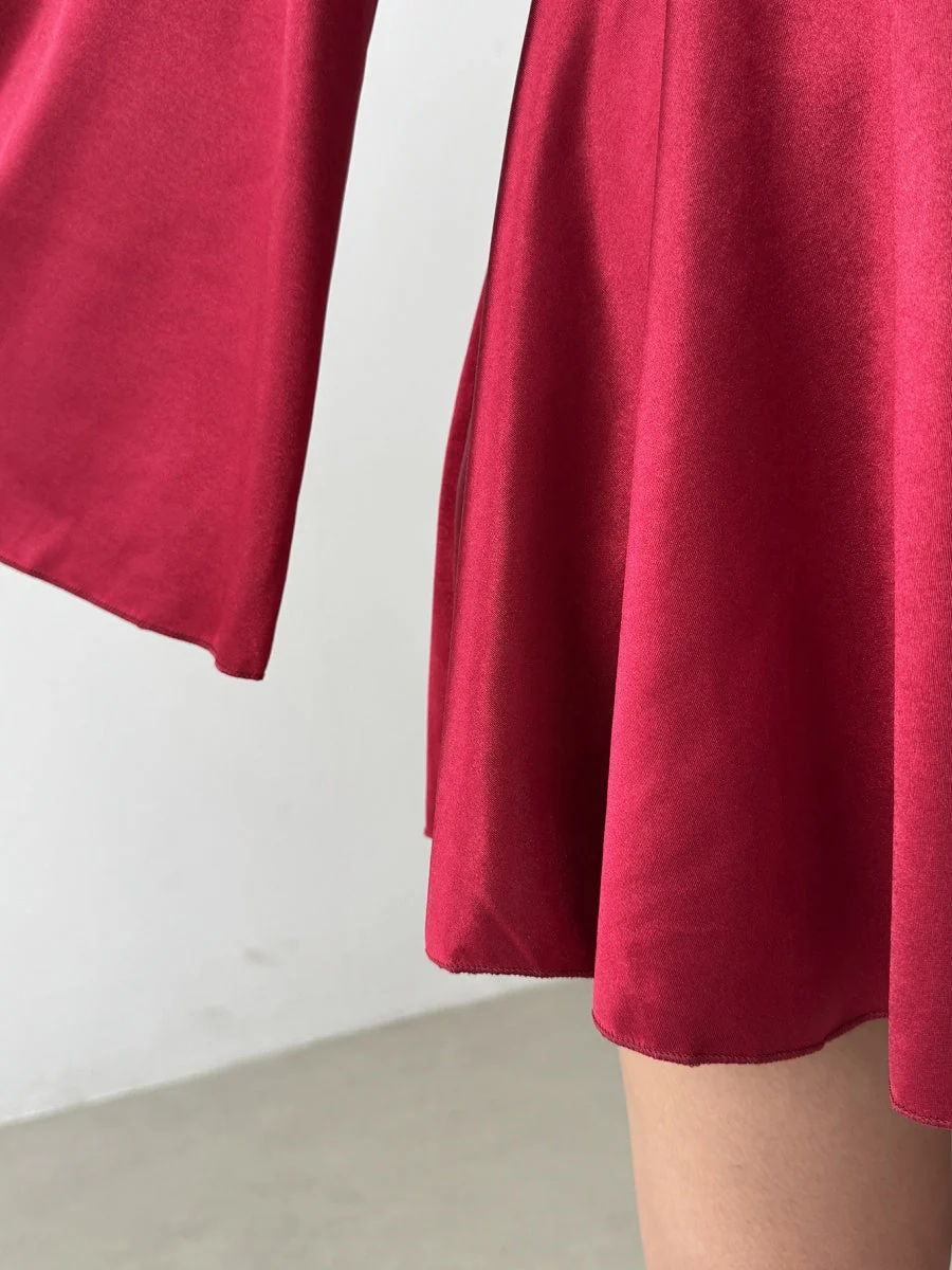 V-neck Long Sleeve Flared Sleeves Mini&Short Dresses - Image 16
