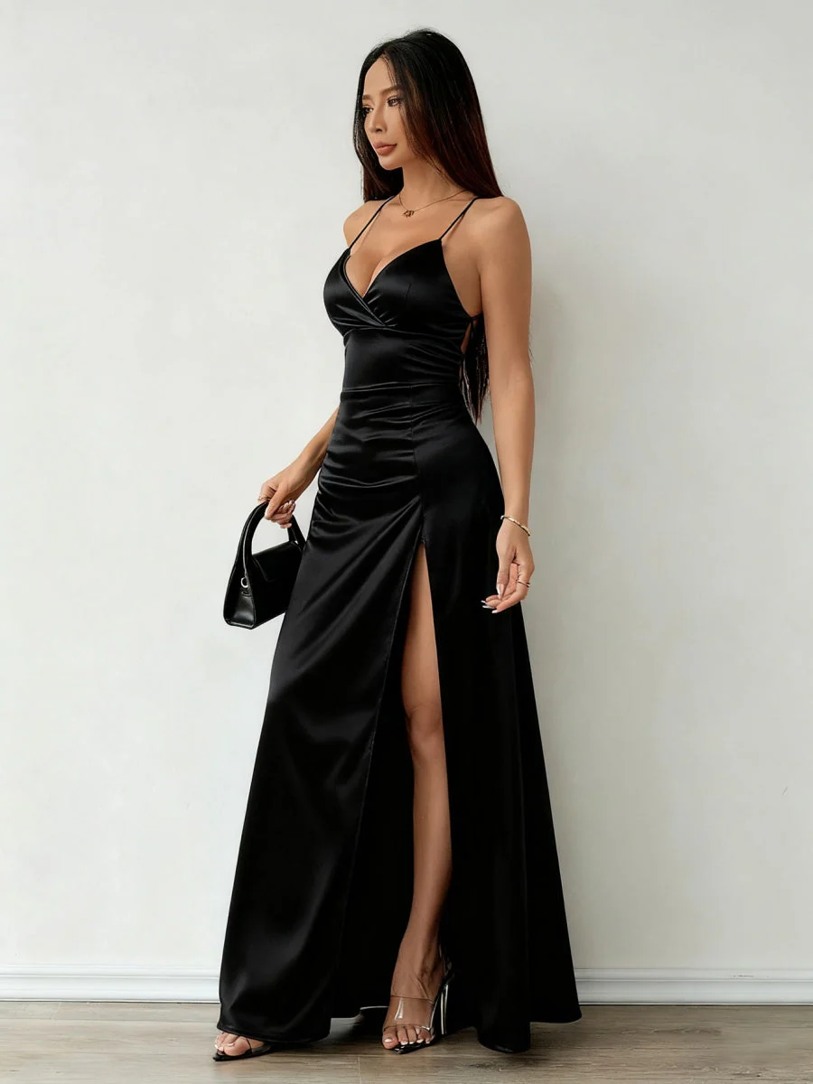 Camisoles Satin Slit Maxi Dresses - Image 24