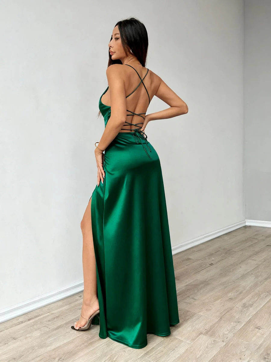 Camisoles Satin Slit Maxi Dresses - Image 33