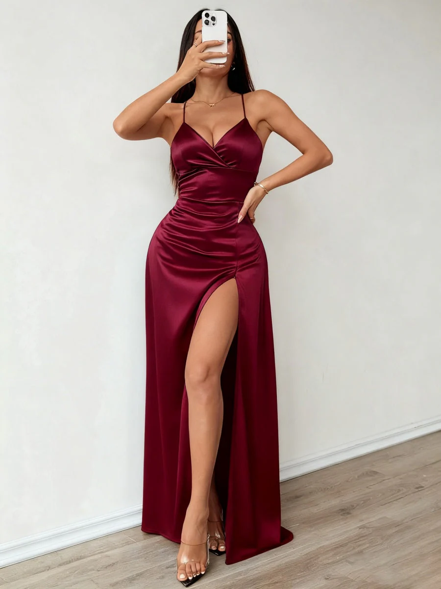 Camisoles Satin Slit Maxi Dresses - Image 40