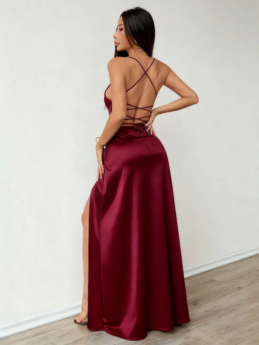 Camisoles Satin Slit Maxi Dresses - Image 42