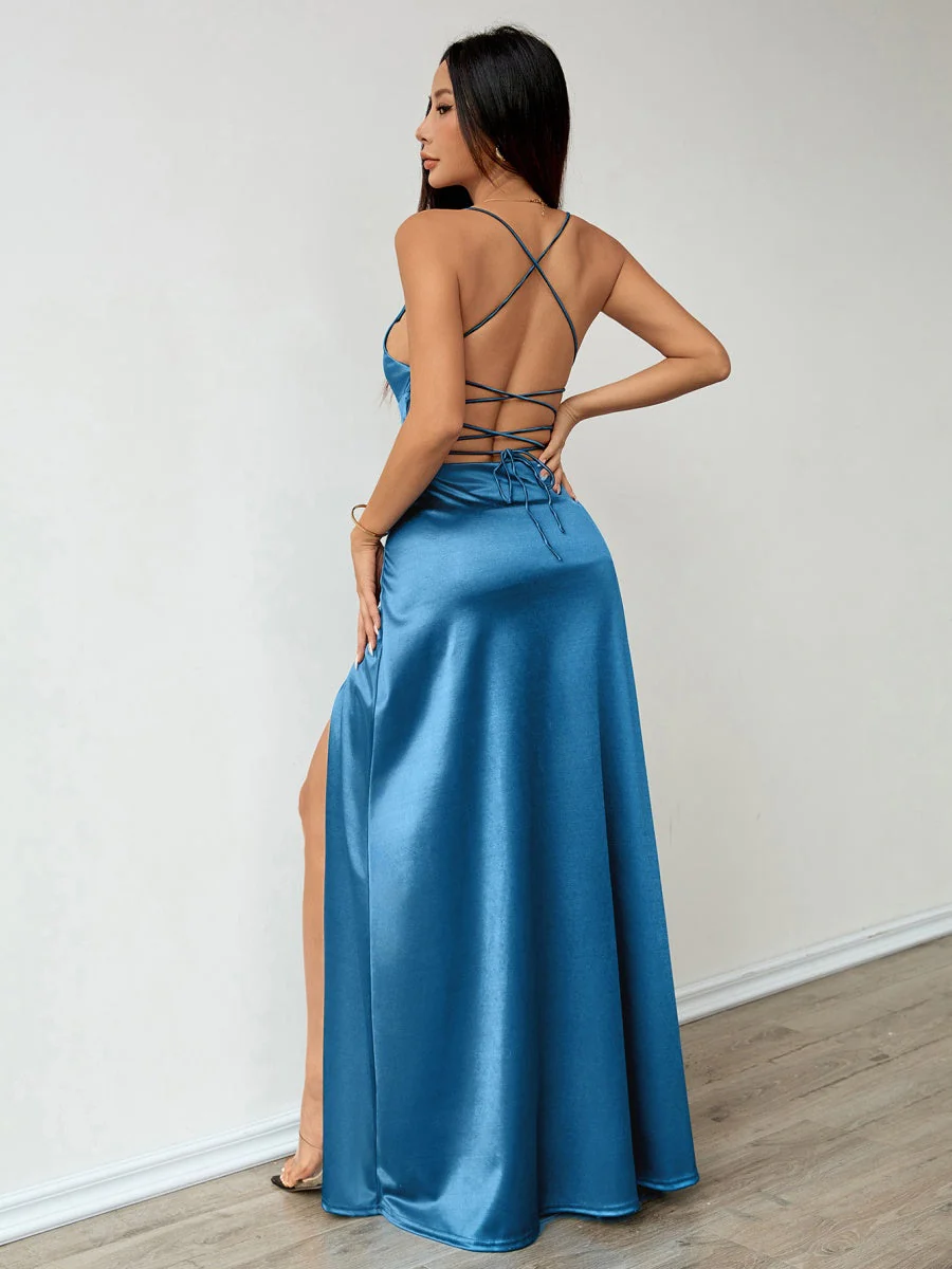 Camisoles Satin Slit Maxi Dresses - Image 7
