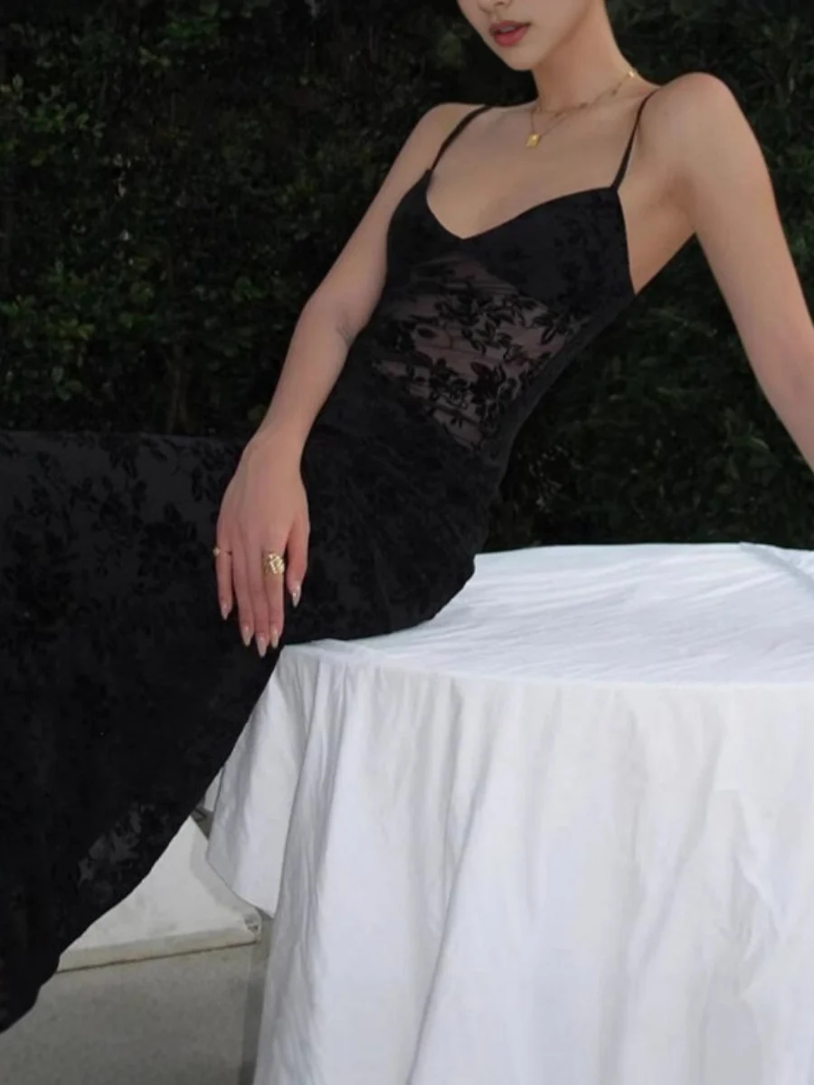 Backless Lace Mesh Perspective Parties Maxi Dresses - Image 5
