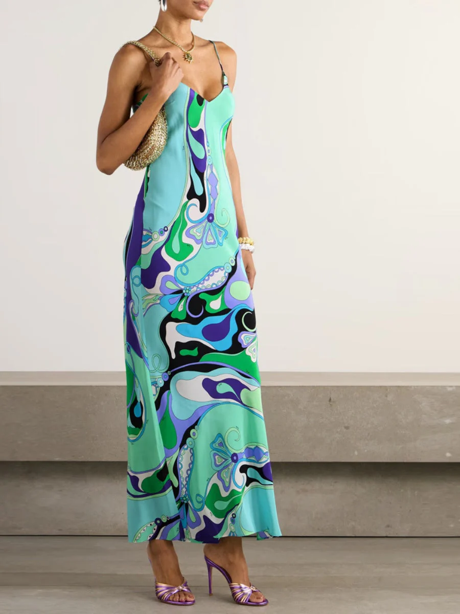 Slit Simplicity Printed Maxi Dresses - Image 10