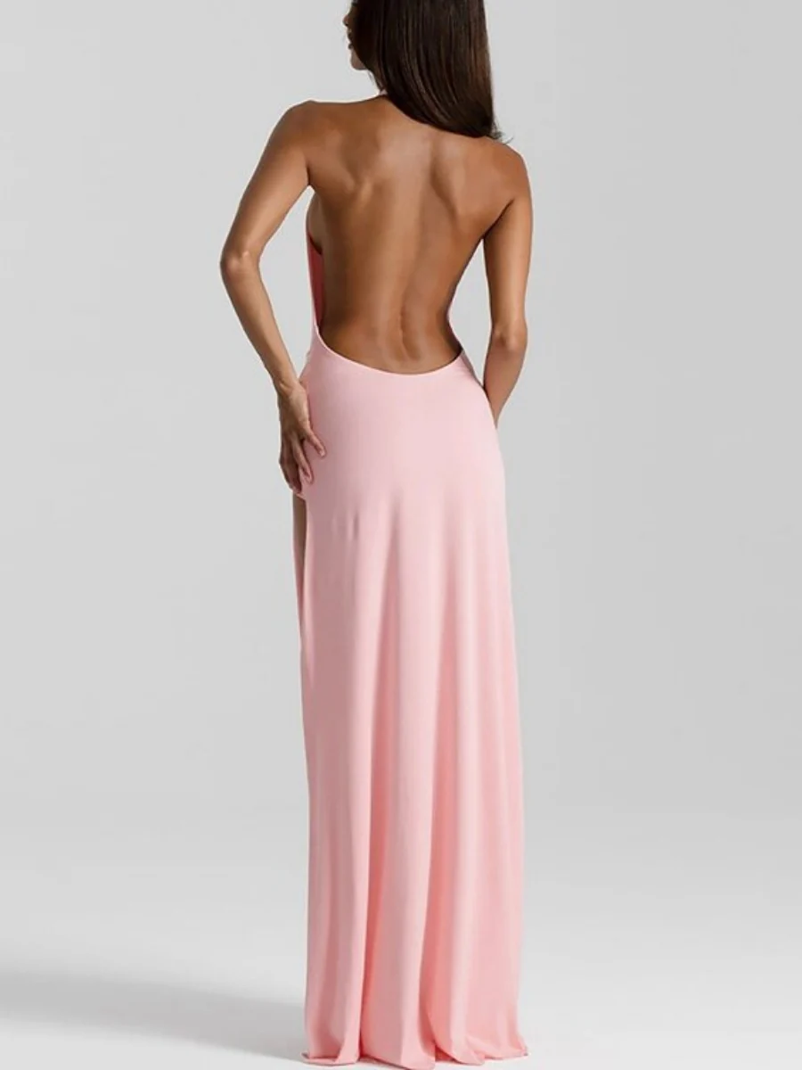 Halter Swing Collar Slits Parties Maxi Dresses - Image 14