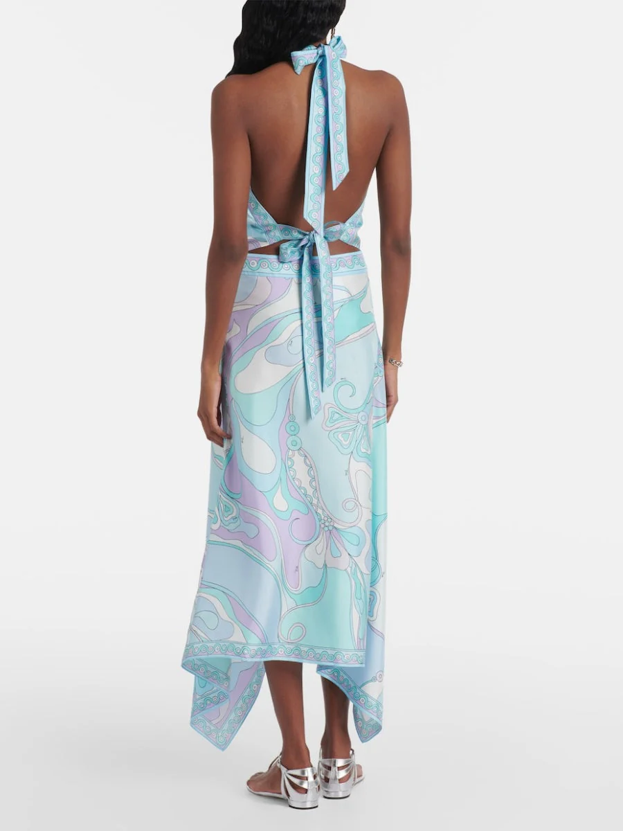 Halter Backless Jacket Printed Irregular Hem Skirts Set 2-piece Sets - Image 6