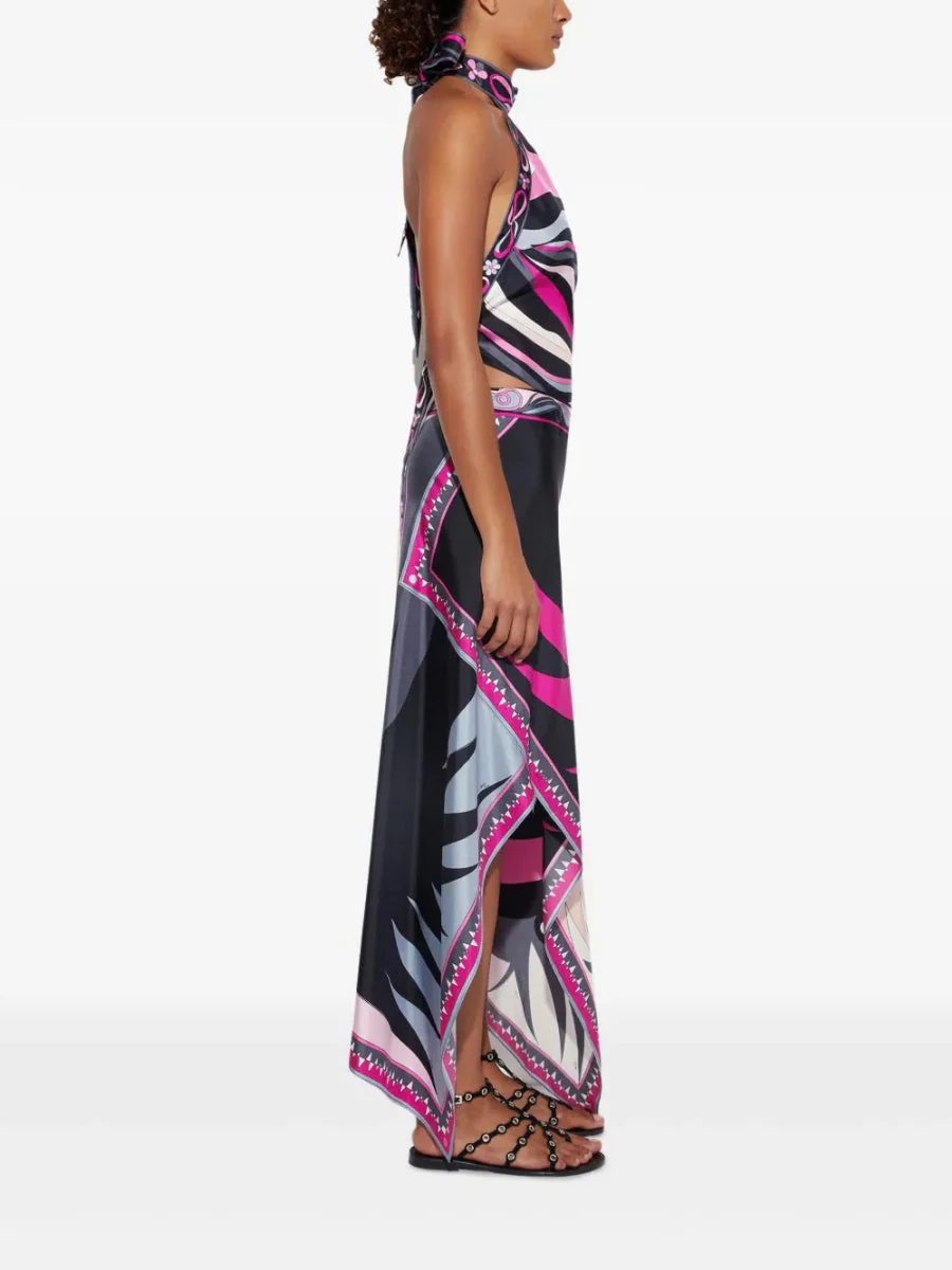 Halter Backless Jacket Printed Irregular Hem Skirts Set 2-piece Sets - Image 9