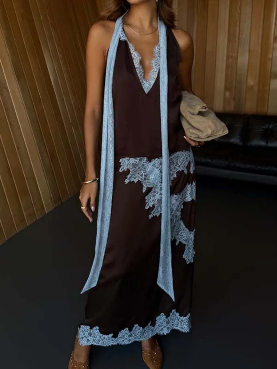 Asymmetrical Spliced Lace Color Matching Jacket Skirts Set 2-piece Sets - Image 4
