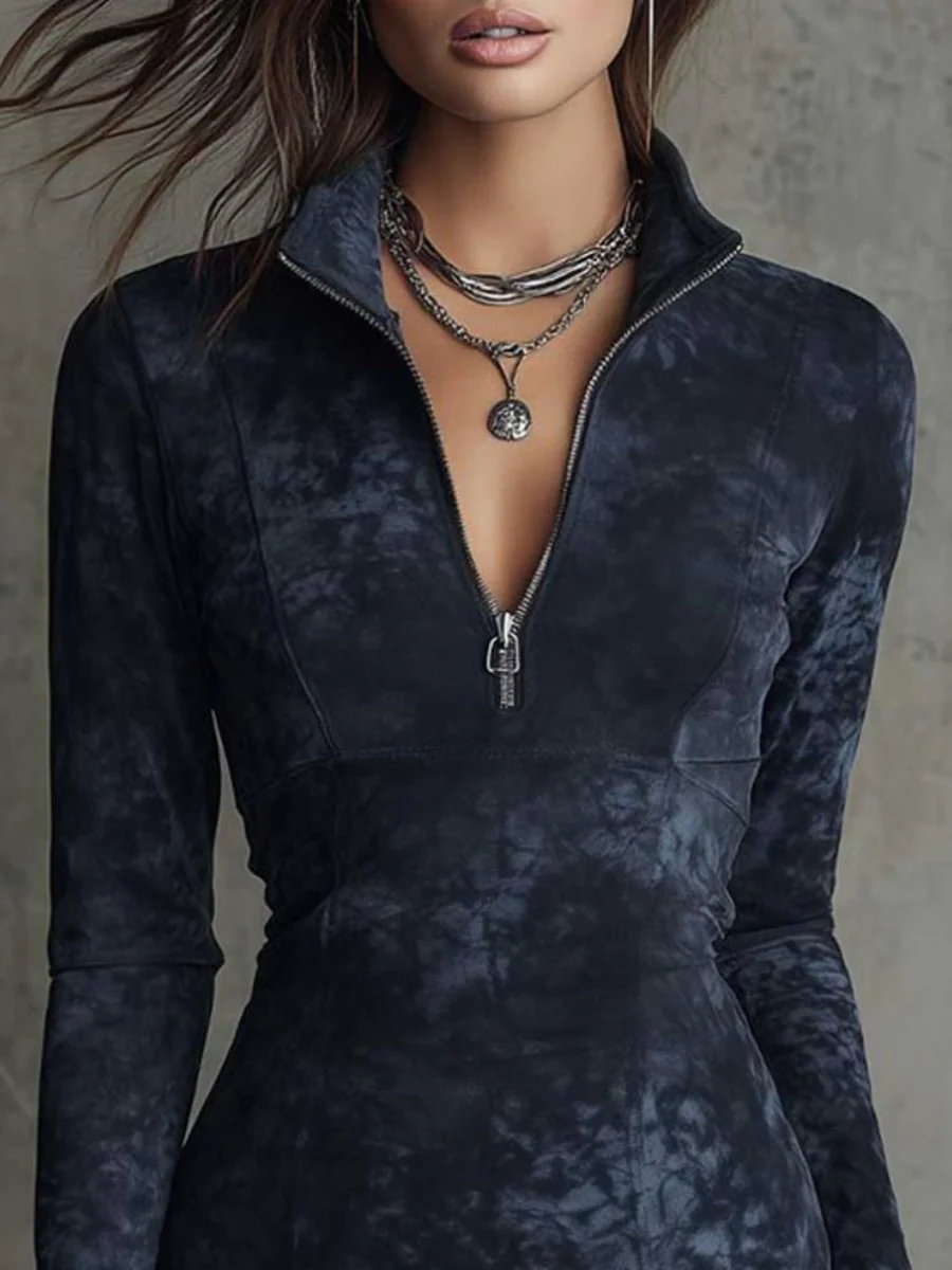 Tie-dye Hip-hugging V-neck Mini&Short Dresses - Image 2
