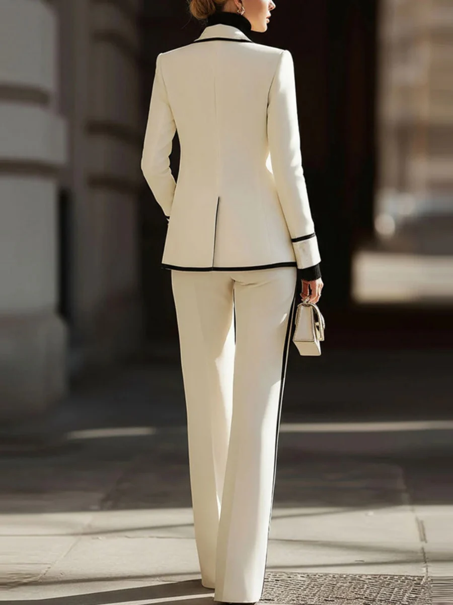 Long Sleeve Lapel Suit Pants Suit Trousers Set 2-piece Sets - Image 2
