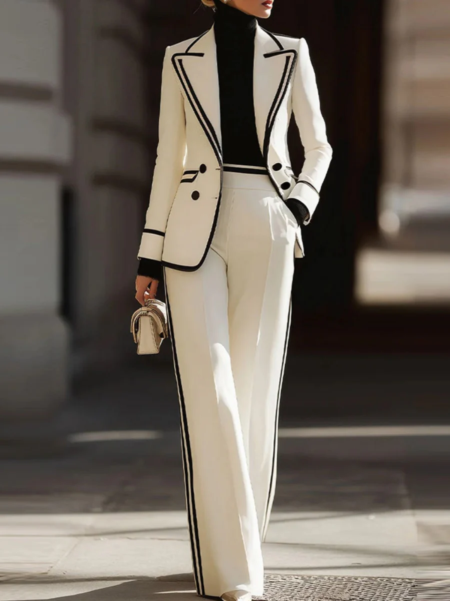 Long Sleeve Lapel Suit Pants Suit Trousers Set 2-piece Sets - Image 5