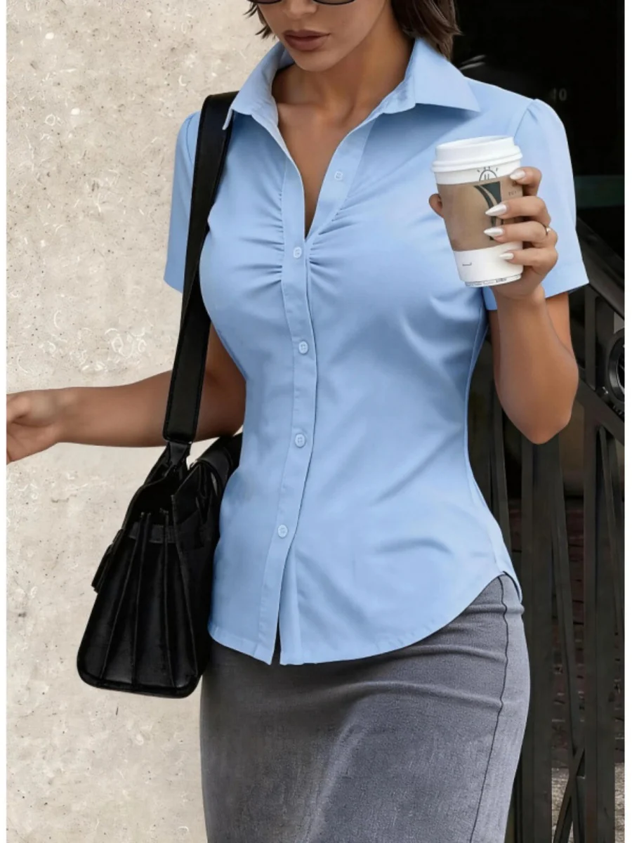 Cropped Slim-fit Profession Waist Shirts - Image 2