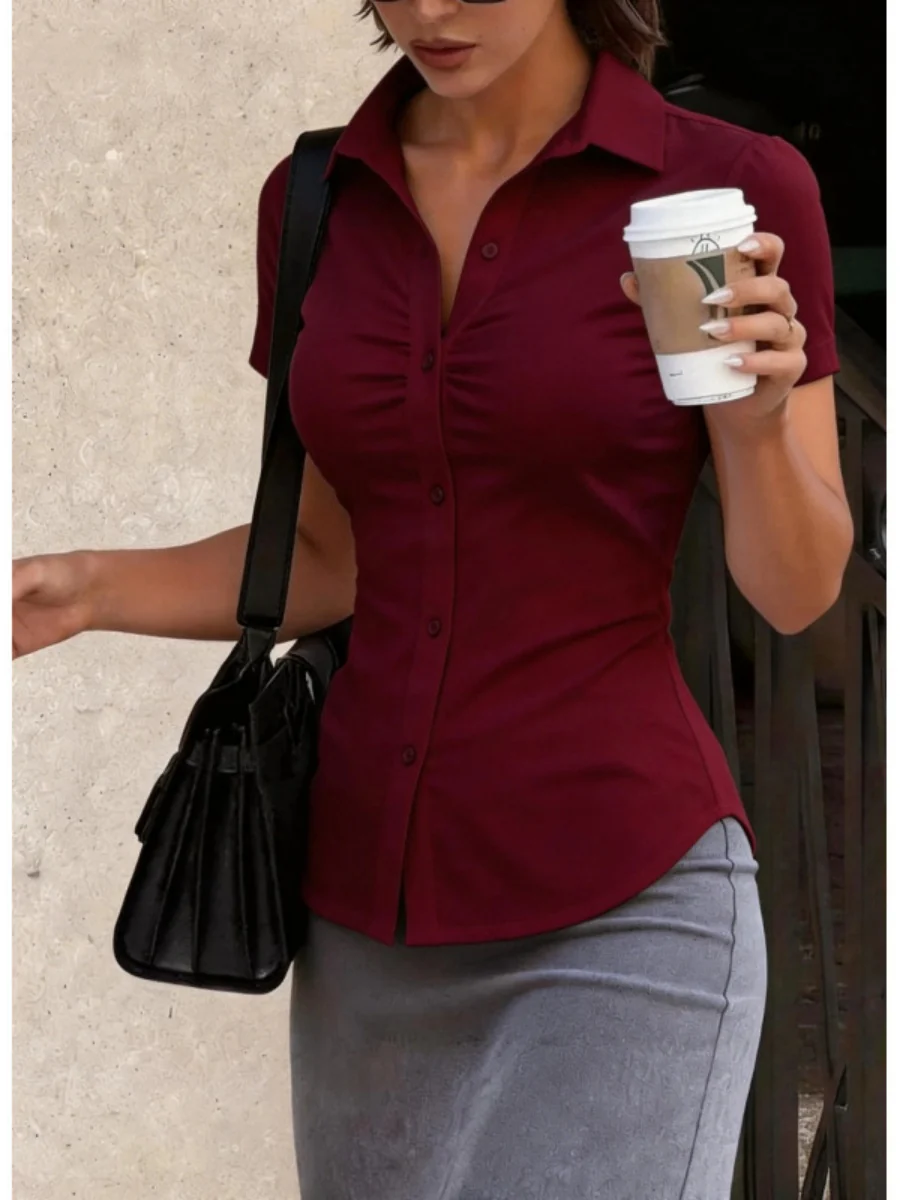 Cropped Slim-fit Profession Waist Shirts - Image 3