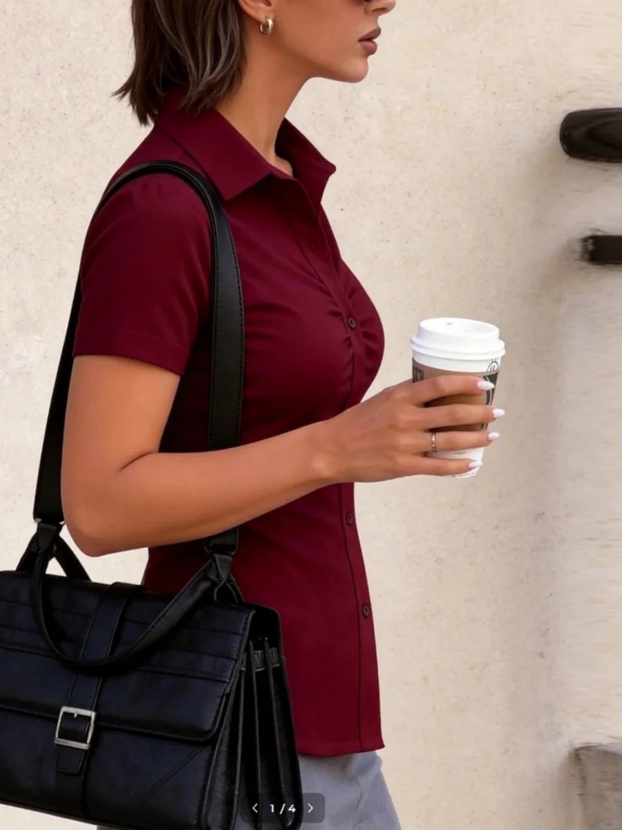 Cropped Slim-fit Profession Waist Shirts - Image 4